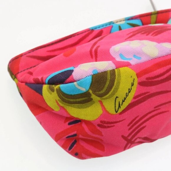 GUCCI Floral Pouch Nylon Pink Auth fm1065 - Picture 15 of 16
